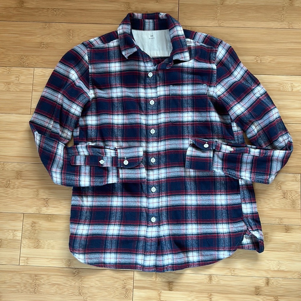 Muji Plaid Flannel Button-Down Shirt